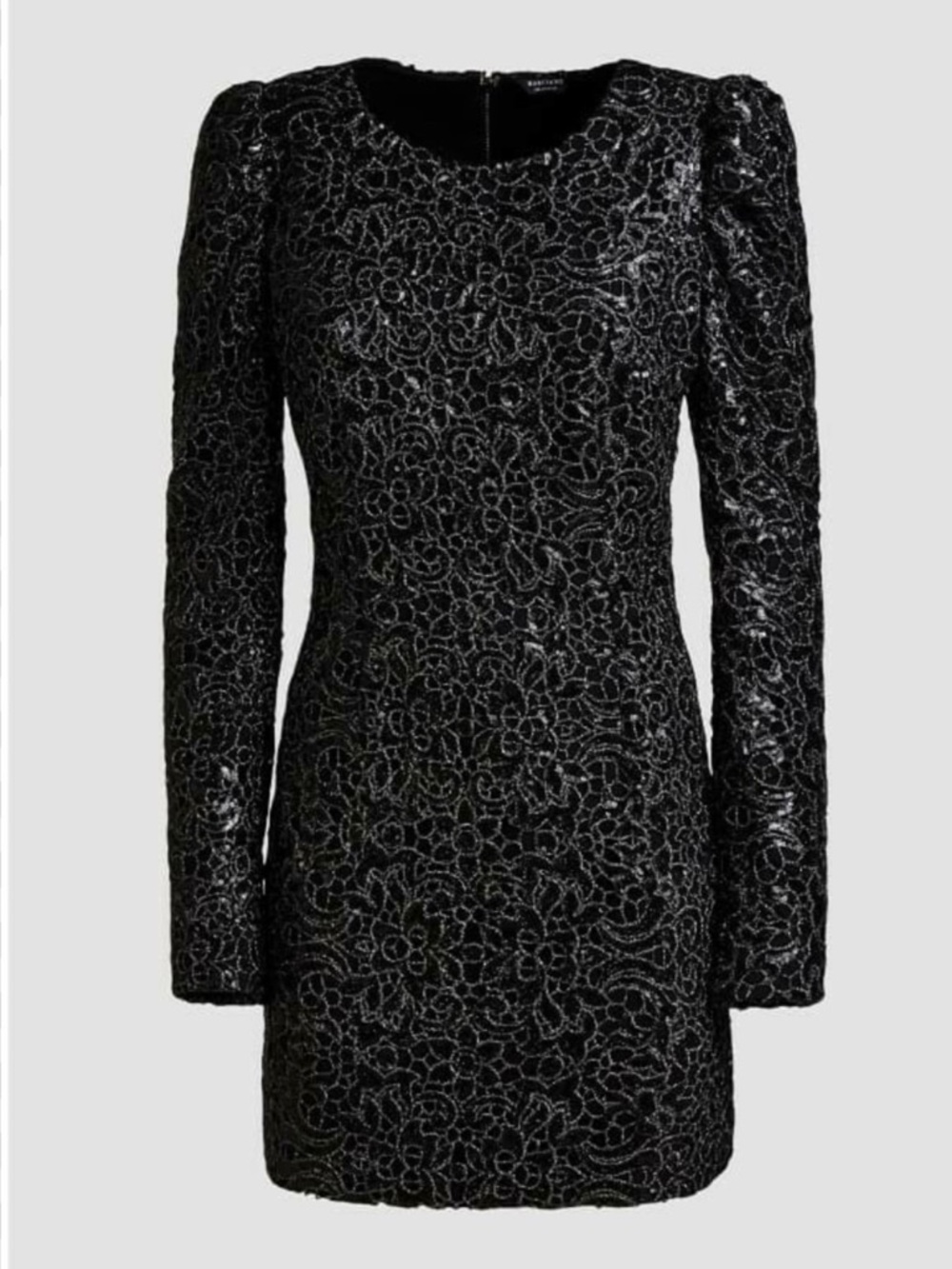 Guess by Marciano Black Lace-Overlay Long Sleeve Mini Dress
